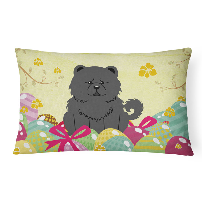 Coussin lombaire chow chow pâques œufs, Noir