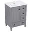 Meuble-lavabo en bois gris 24 po avec évier en céramique de style moderne