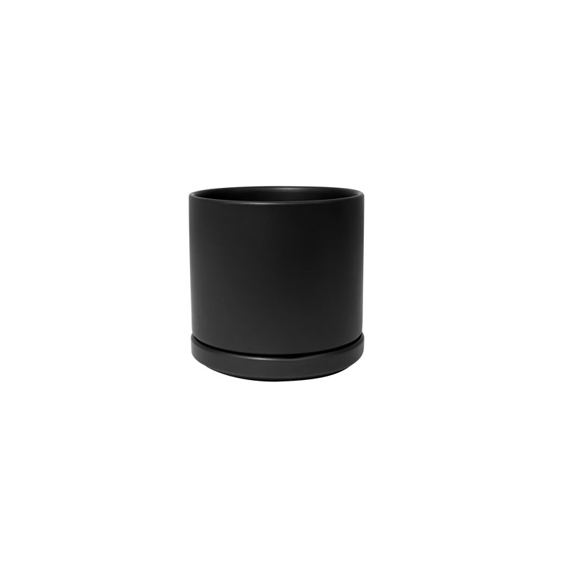 Pot de fleurs en céramique Cheryl, Noir, H 9,75 po x l 10,5 po x P 10,5 po