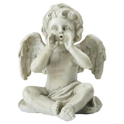 Statue de jardin d'extérieur ange gris de 6,5 po