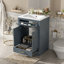 Meuble-lavabo 24 po avec lavabo en céramique intégré, armoire de salle de bain avec 2 portes, 1 tiroir basculant et meuble-lavabo simple pour salle de bain de petite et moyenne taille-2071644534