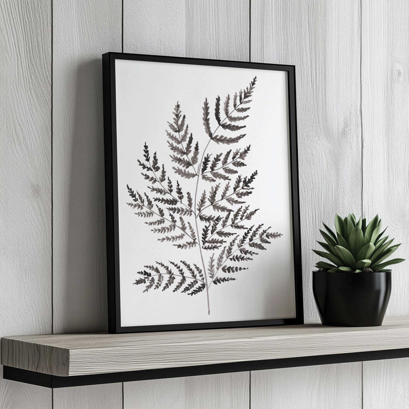 «Simple Fern in Black» par Dogwood Portfolio, reproduction d'art, L 12 po x H 16 po, Impression encadrée, Blanc