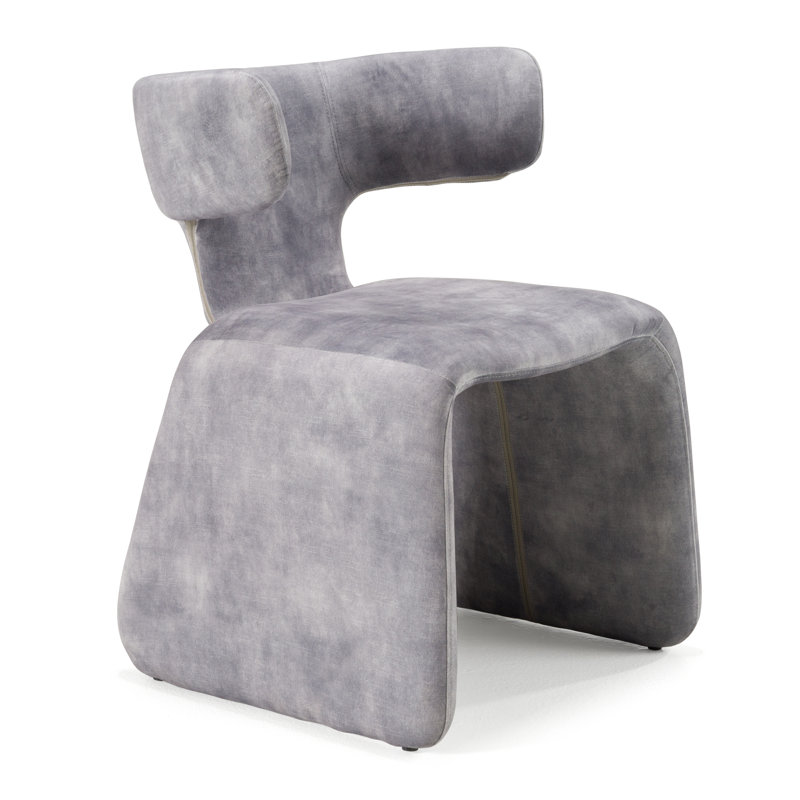 Chaise de salle à manger Sasa, Velours gris bleuté
