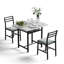 Ensemble de table de salle à manger 3 pièces avec plateau en faux marbre, rangement sous la table et chaises rembourrées pour les petits espaces, ensemble de salle à manger minimaliste pour la cuisine, le bar et le patio-1996580155