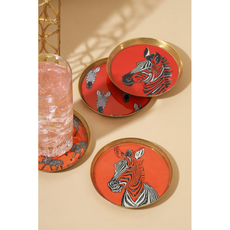 Ensemble de sous-verres safari en métal chic (imprimé zébré)