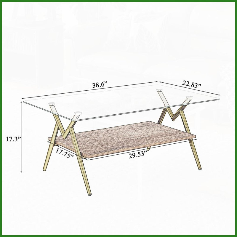 Table basse moderne en verre trempé pour le salon - Pieds en métal robustes, faciles à nettoyer et amp; Capacité de 220 lb