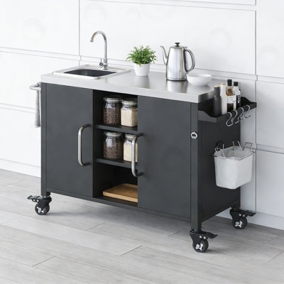 Kitchen Island with 304 Stainless Steel Sink