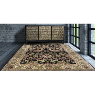 Tapis beige oriental en laine noué à la main 6 pi x 9 pi