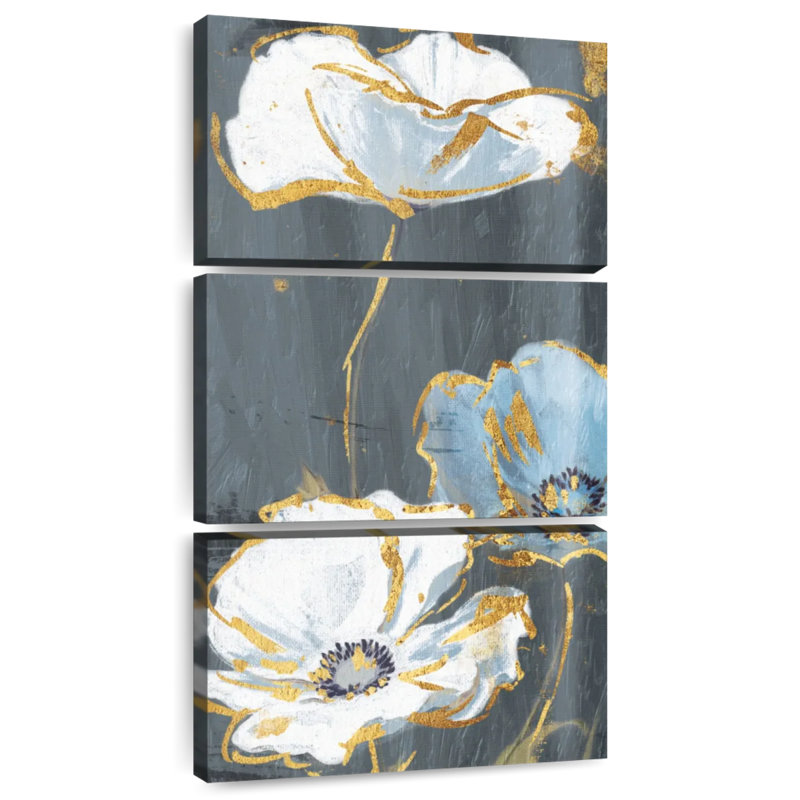 Trois accents de fleurs, H 27 po x l 12 po