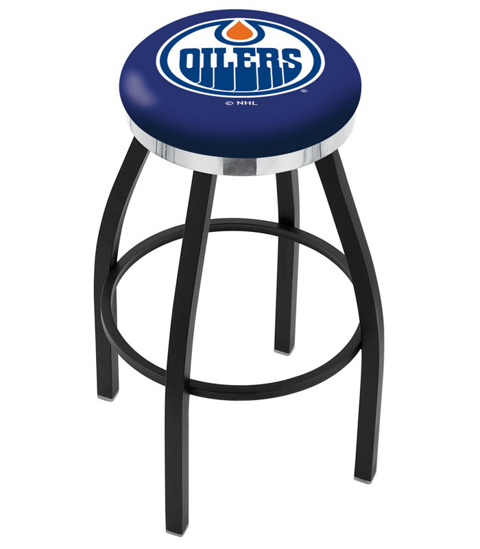 Tabouret de bar pivotant de 30 po NCAA, Chrome, Oilers d'Edmonton