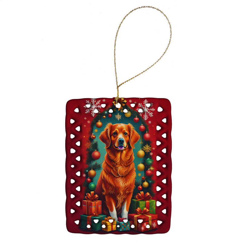 Ornement en porcelaine de Noël Nouvelle-Écosse, « Nova Scotia Duck Tolling Retriever »