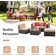 Ensemble de conversation modulaire en rotin 5 pièces avec canapé, coussins, coussins et table en verre