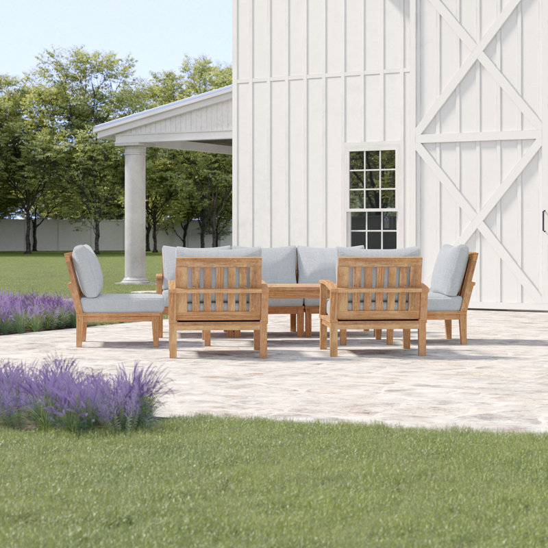 Modway Marina 8 Piece Outdoor Patio Teak Set, Gray