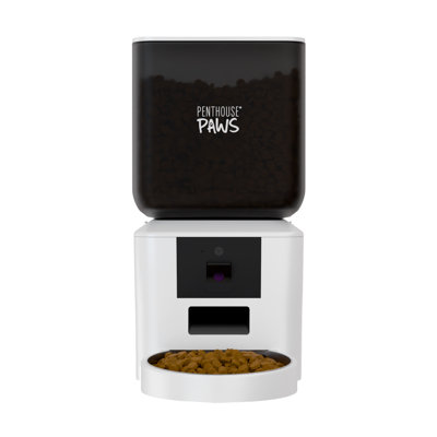 Penthouse Paws Smart Maxx HD Automatic Pet Food Feeder, 7L Capacity, 1080p Camera, WiFi App Control, 2-Way Audio, Anti-Jam Design, Backup Power, Stainless Steel Bowl, White, for Cat & Dog