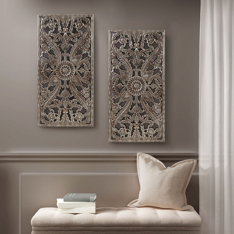 Traditional Plants & Flowers Wall Decor on Wood, Bronze