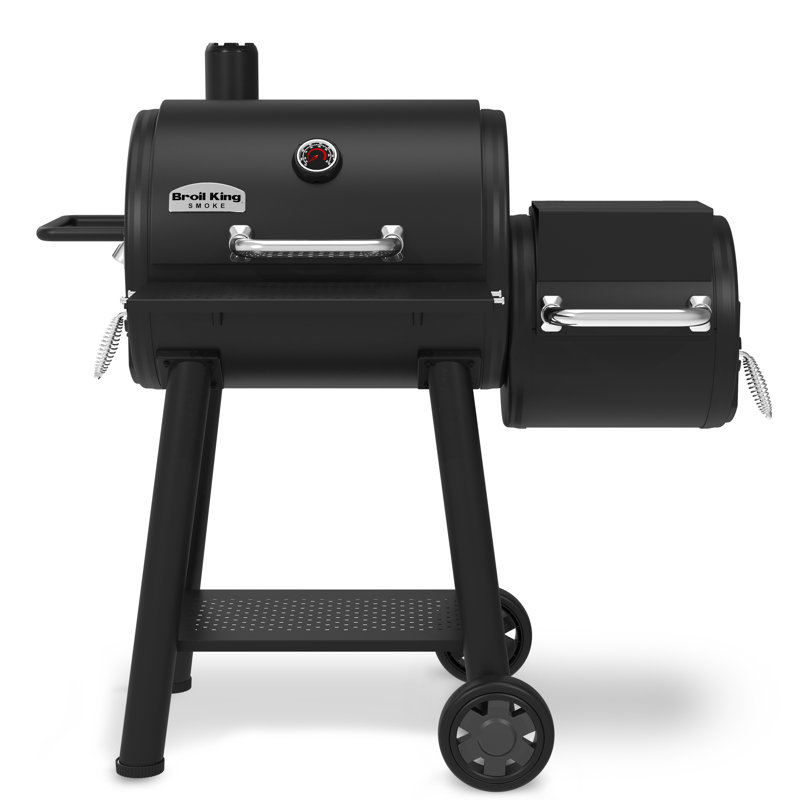 Broil King Regal Charcoal Offset 400 Charcoal Grill and Offset Smoker in Black