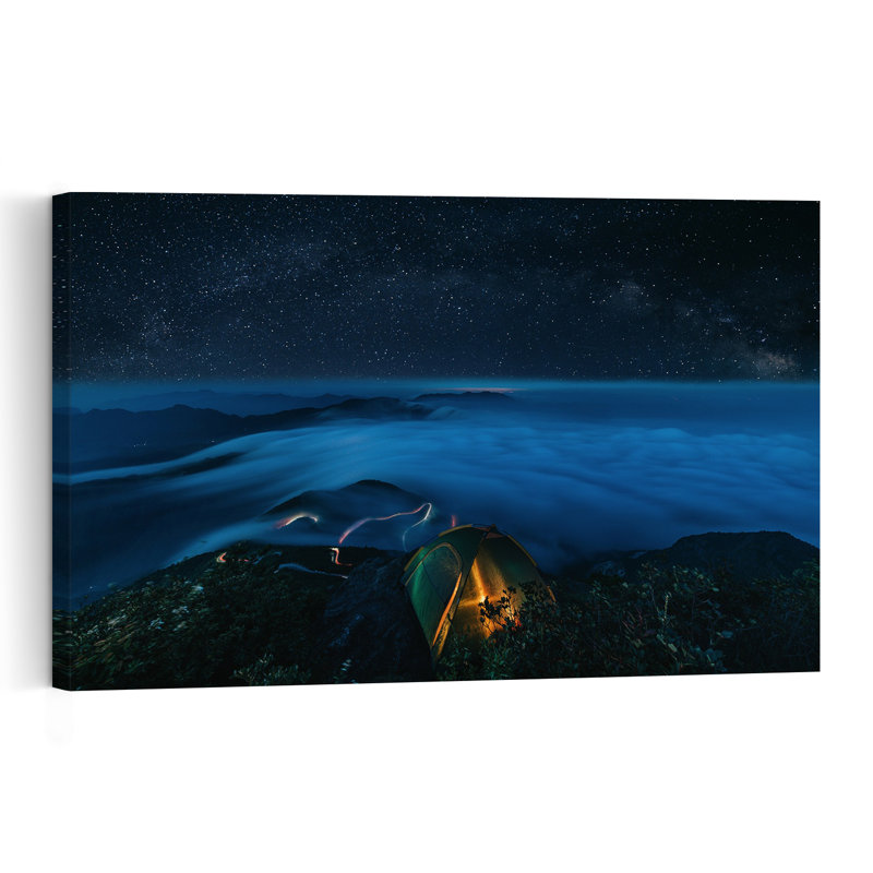 Starry Night Above Clouds Dreamy Peaceful Serene Landscape Mountain Wall Art Print, H 32 po x l 48 po