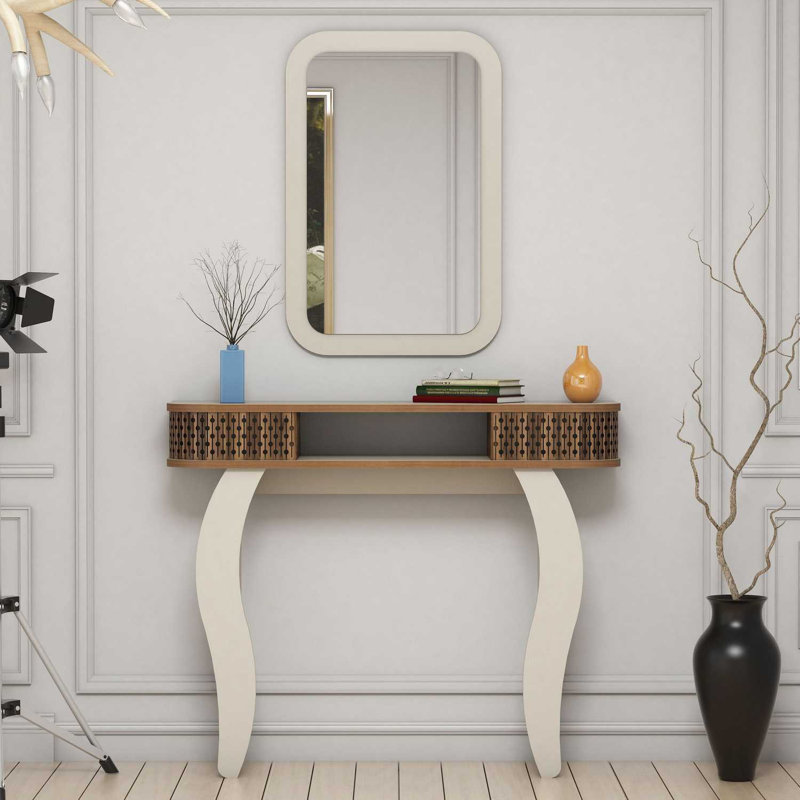 Abeel Dressing Table with Mirror, Cream