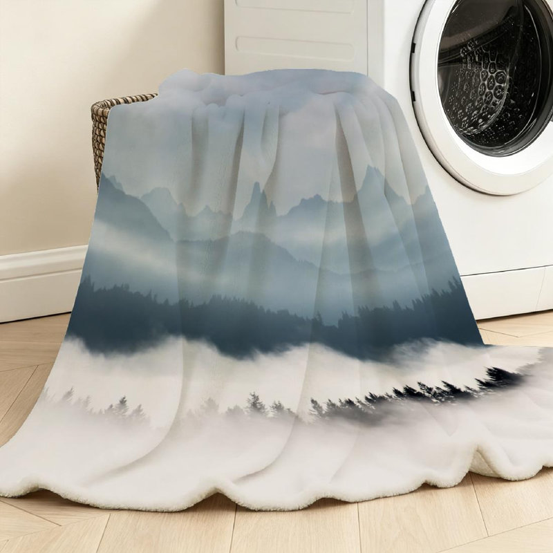 Jeté en flanelle verte molletonnée ultra douce, imprimé brumeux d'un côté, Throw 30" x 40"