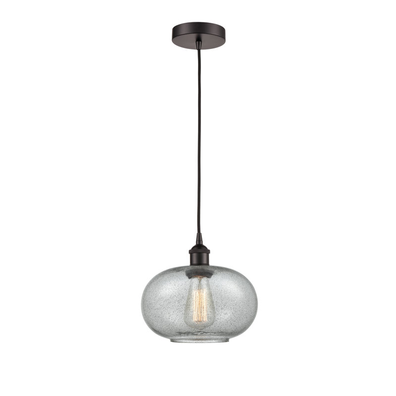 Luminaire suspendu simple à 1 lumière Bobtown, Gris anthracite, Laiton brossé