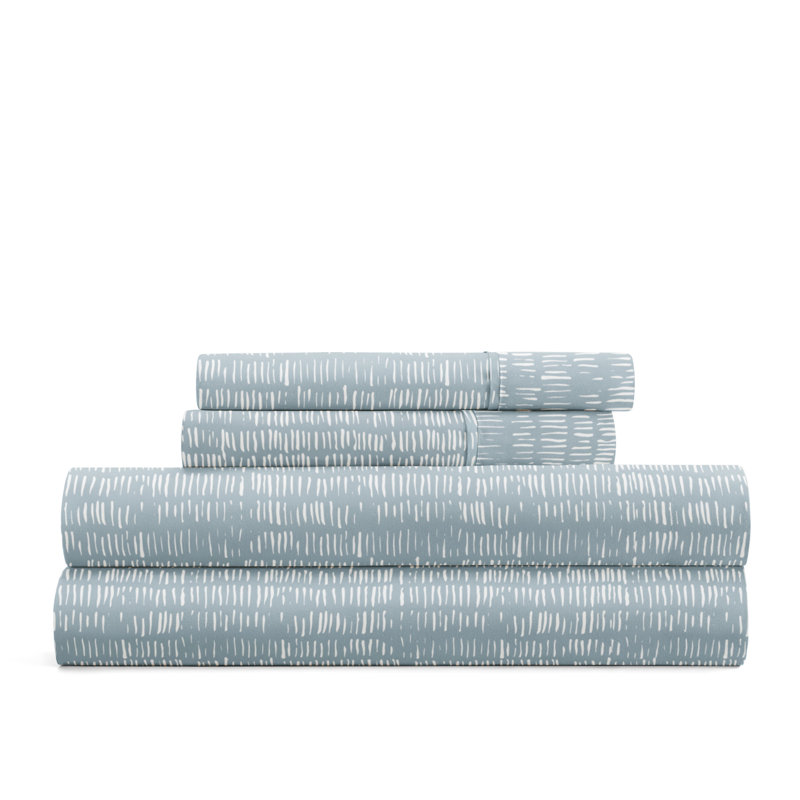 Full Size Sky Blue Geometric Microfiber Sheet Set