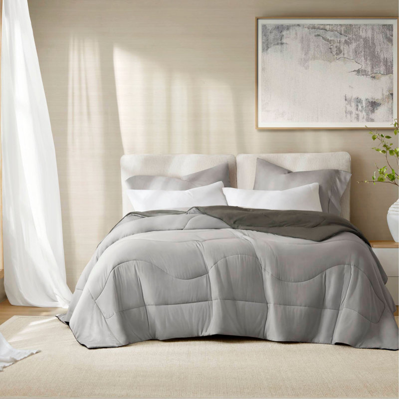 Couverture d'édredon réversible 1 pièce Tencel, Édredon double, Grey