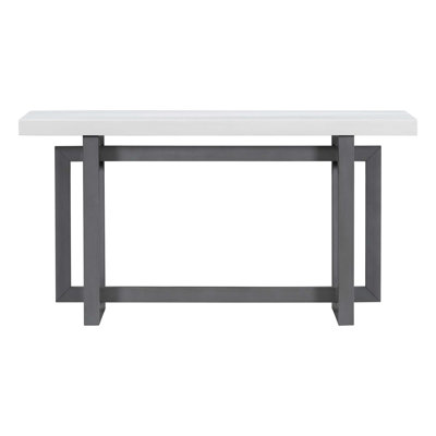 59.1'' Painted Entryway Table With Pine Veneer,Unique Triple Rectangle Design Console Table With Thick Pine Wood Legs