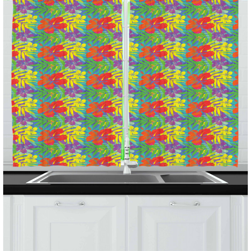 Floral Tailored Kitchen Curtain