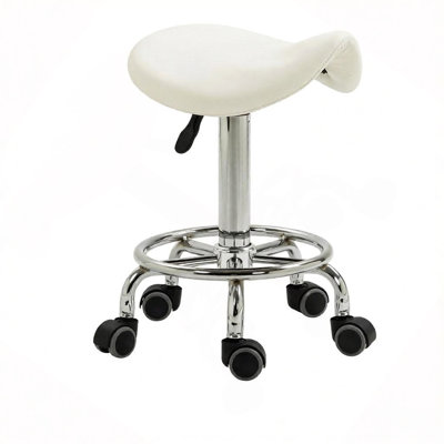Tabouret de selle réglable en cuir de polyuréthane sur roulettes