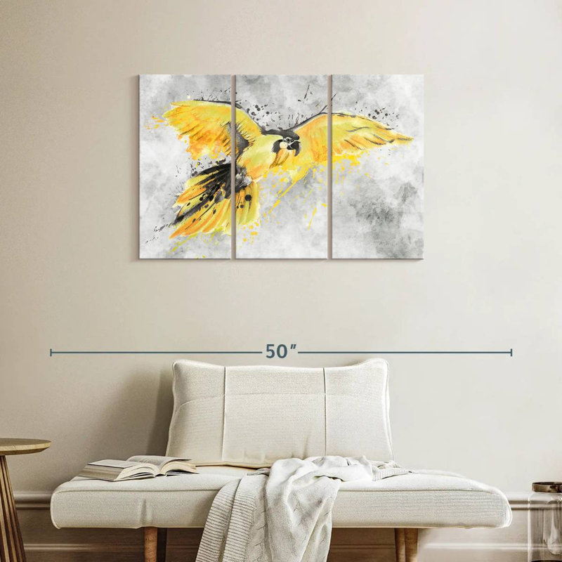 Brampt Yellow Macaw, 24" H x 38" W