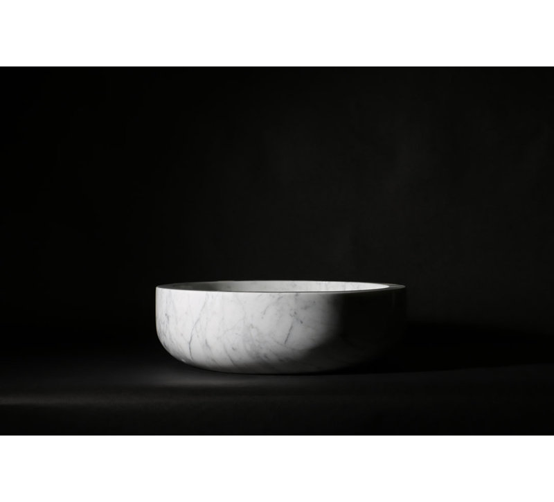 Avenley White Stone Handmade Circular Bathroom Sink