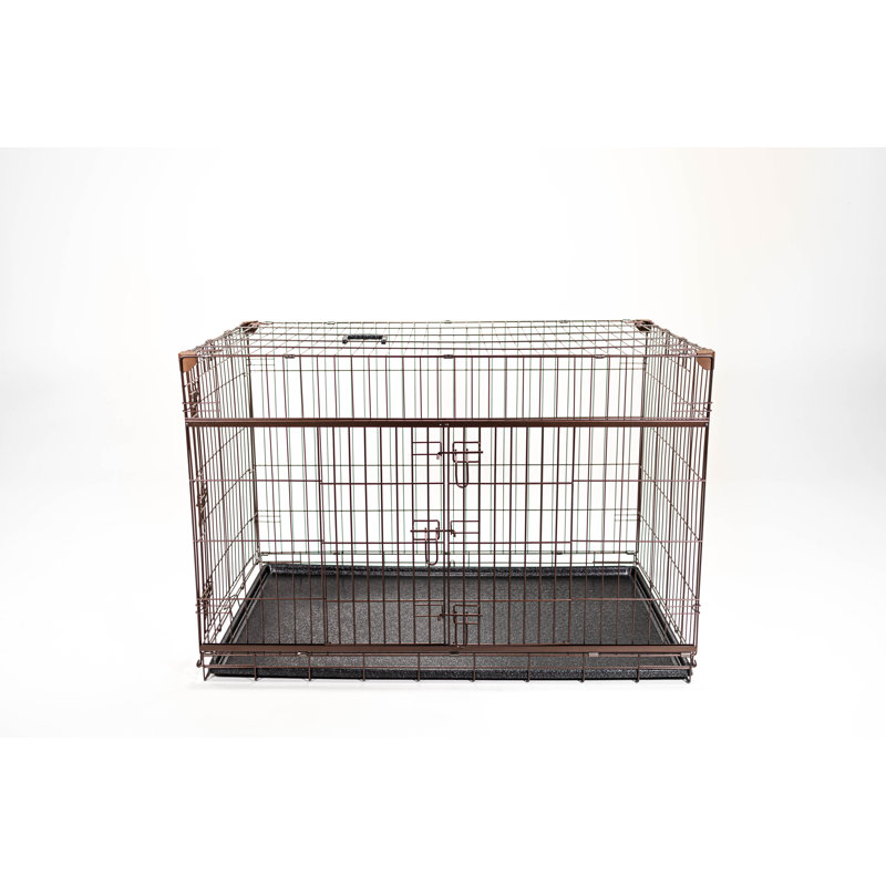 Extra Large Bronze Metal Dog Crate with Sliding Door