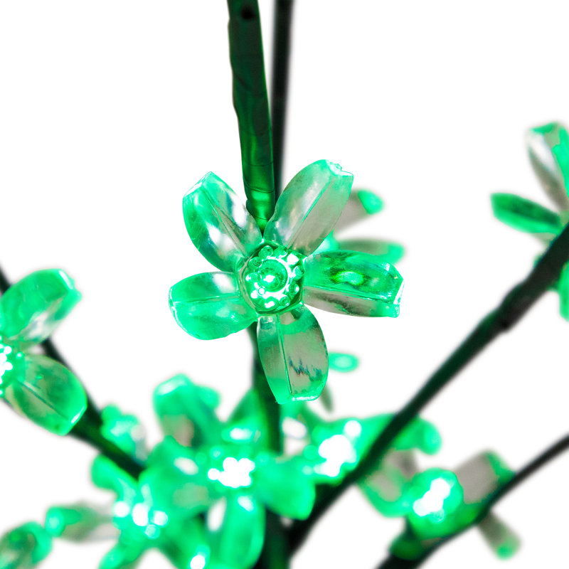 Branches d'arbres artificiels pré-éclairées 2,5 pi - lumières DEL, Vert, 72