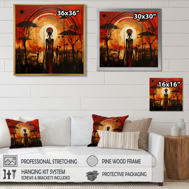 «African Silhouettes African Vision», impression d'art mural africain, Toile avec cadre flottant noir