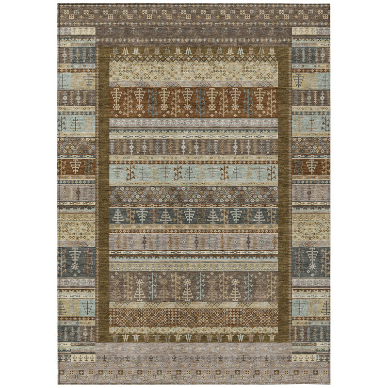 Machine Washable Indoor/Outdoor Meredith ACN2160 Striped Rug, Rectangle 3' x 5'