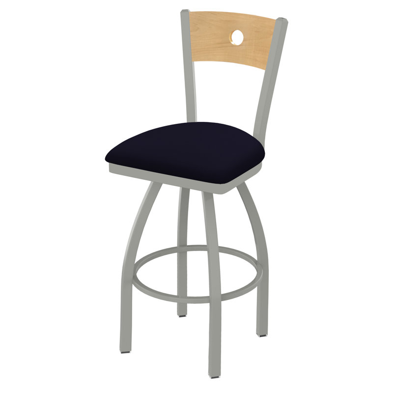 830 Voltaire Swivel Bar & Counter Stool, Natural Maple, Canter Twilight Vinyl / Anodized Nickel Frame