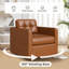 Fauteuil pivotant en cuir de 34,3 po de largeur avec base rembourrée-1830362546