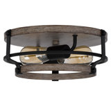 Weny 13 Inch Flush Mount Ceiling Light Fixture, Brown and Black Round