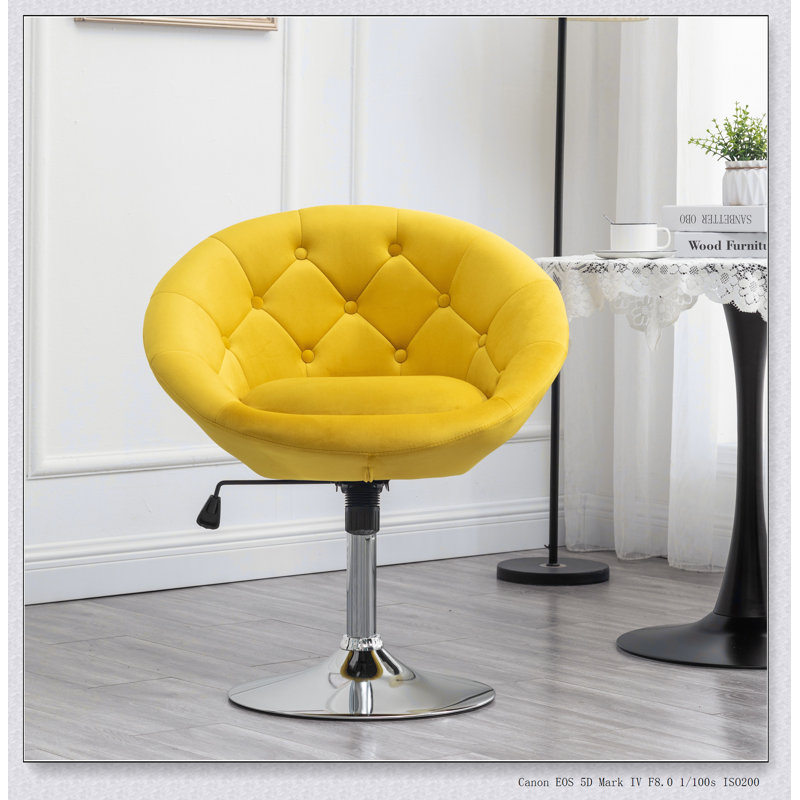 Fauteuil d'appoint pivotant en velours capitonné, Jaune 