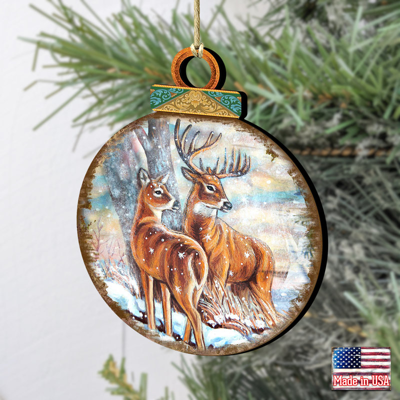 Tidaholm 5.5'' Wood Animals Ball Ornament