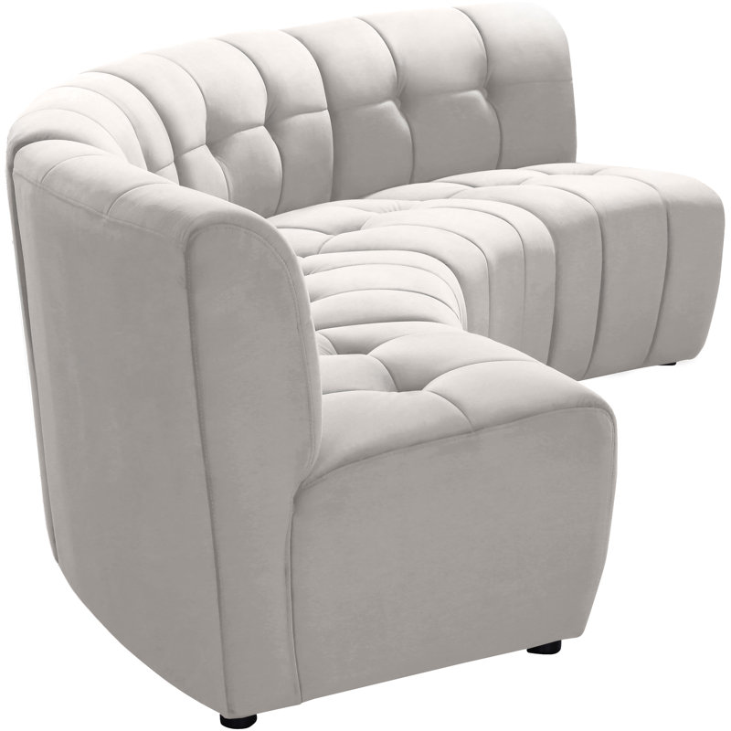Jedson Velvet Sectional Symmetrical, Cream Velvet
