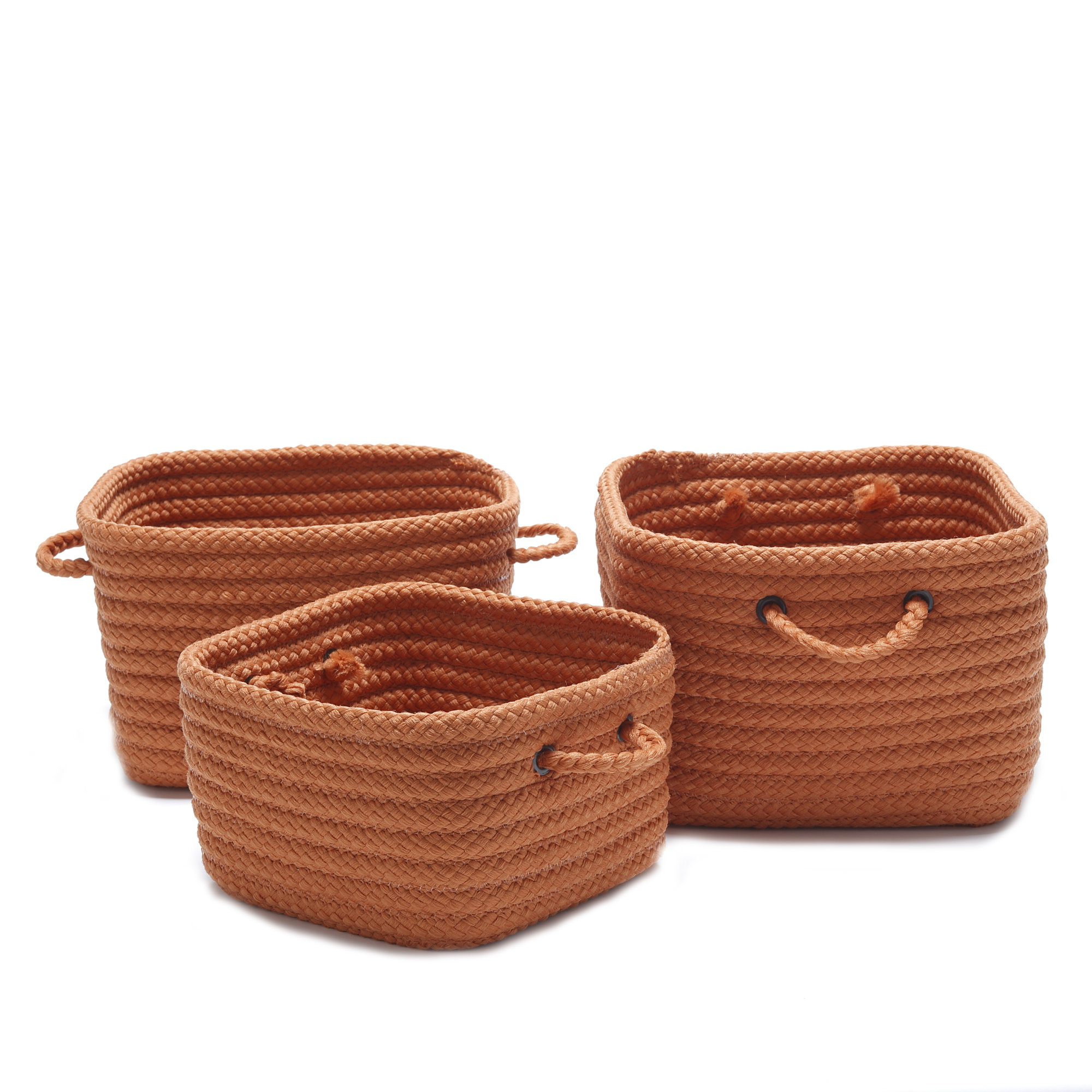 Kline Fabric Decorative Basket 1, Orange, 8" H x 11" W x 11" D