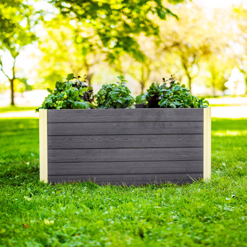 Urbana Keyhole Composting Raised Garden Bed, Gray, 22" H x 48" W x 48" D