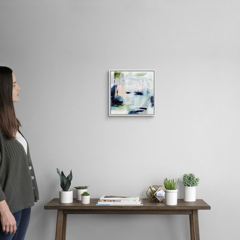 «Over Over by the Moon» par Jodi Maas - reproduction d'art sur toile, Cadre flottant blanc, H 14 po x l 14 po x P 1,75 po