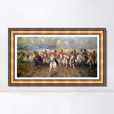 Impression sur toile encadrée, "Écosse pour toujours" par Elizabeth Southerden Thompson, art de Lady Butler, décorations de bureau à domicile (cadre doré rétro européen avec doublure en lin, 24 po x 40 po)