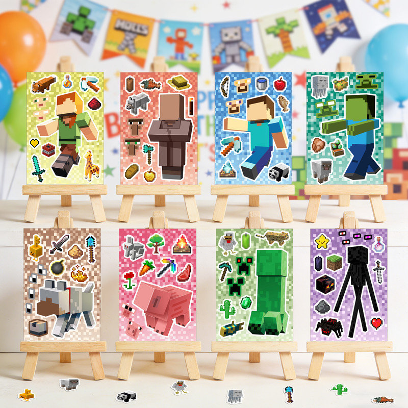 Autocollants Minecraft Make a Face, articles de fête Minecraft