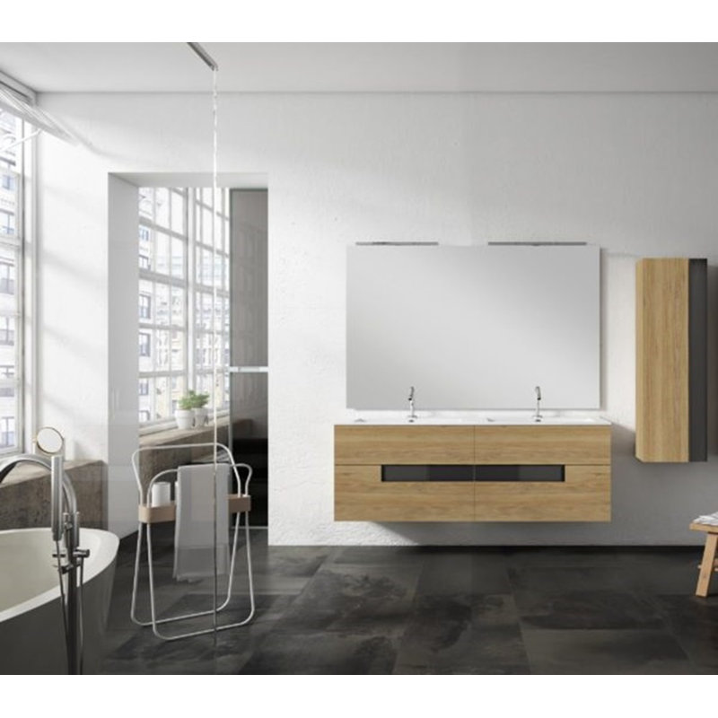 64 dessus de meuble-lavabo double avec trous de robinet, Simple