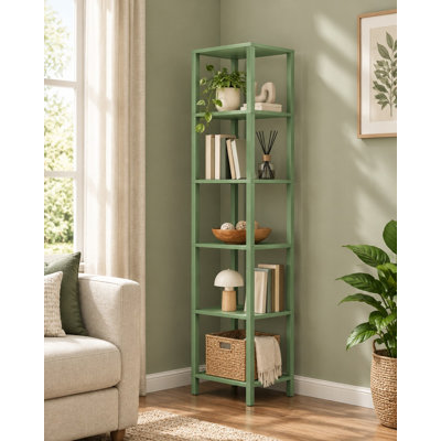 Le vert olive donne à cette bibliothèque mince à 6 niveaux un aspect distinct. Mesurant 10,7 x 14,5 x 65,3 pouces, il offre un espace de rangement vertical pour les bureaux, les entrées, les bureaux ou les salons.