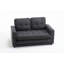 3 Fold Convertible Futon Couch Sleeper Sofa, Space-Saving Loveseat With Pull-Out Bed, Dark Grey & Light Grey & Beige, Velvet Linen Fabric