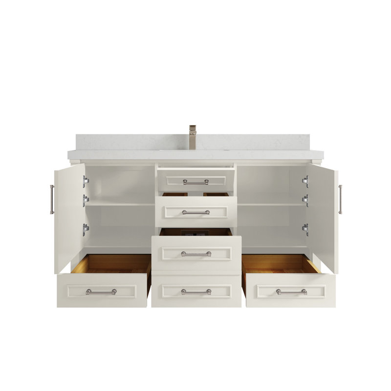 Meuble-lavabo simple 60 po avec comptoir en quartz Aberdeen